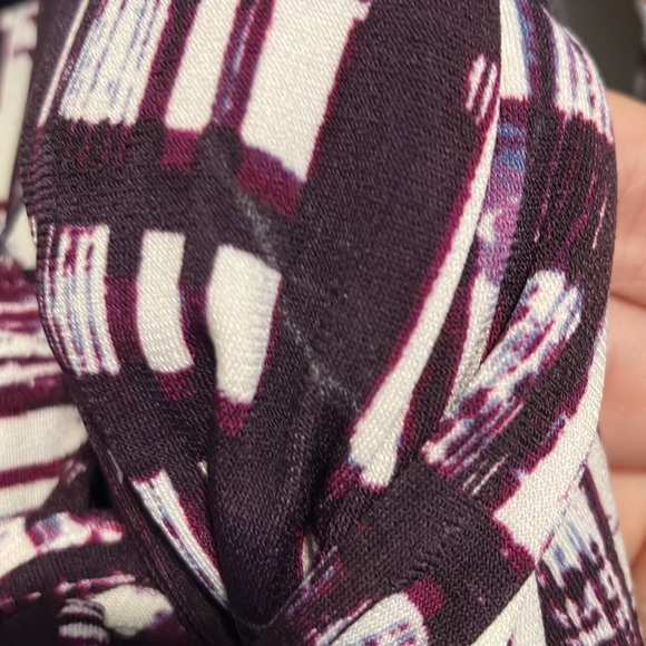Eliza J Wrap Dress Size 10 Purple Geometric Pattern 3/4 Sleeve Stretchy - Picture 10 of 12